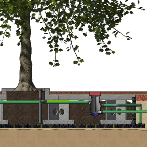 Treebox HP in combinatie met het Permavoid Capillair Irrigatiesysteem